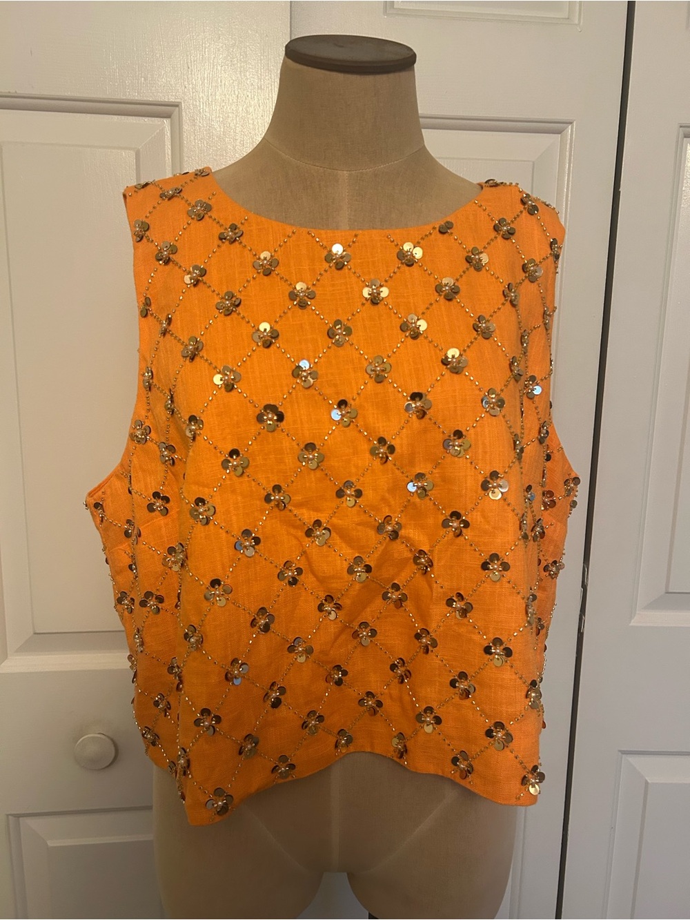 Lilly Pulitzer Orange Sequin Embellished Tank Top
